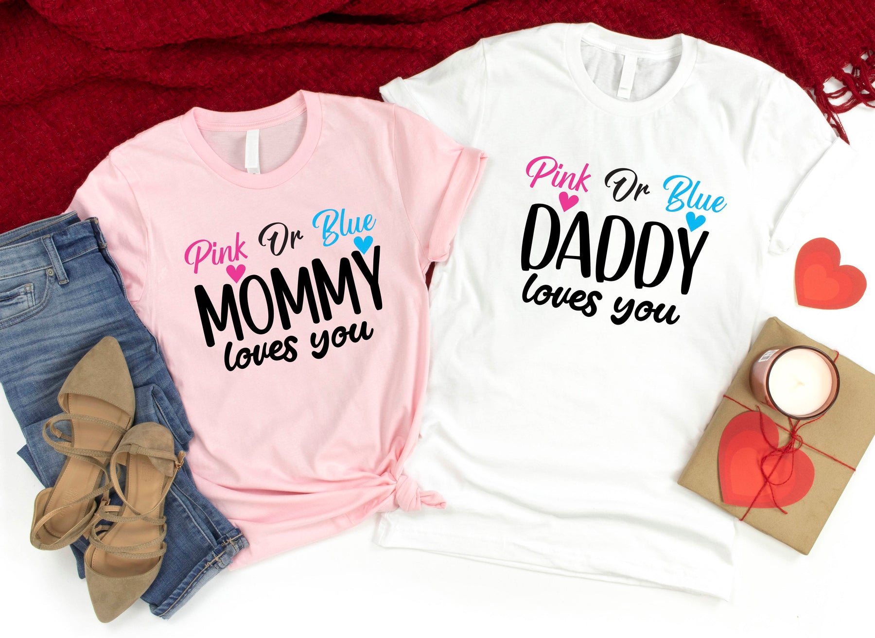 Pink Or Blue Mommy Loves You Shirts