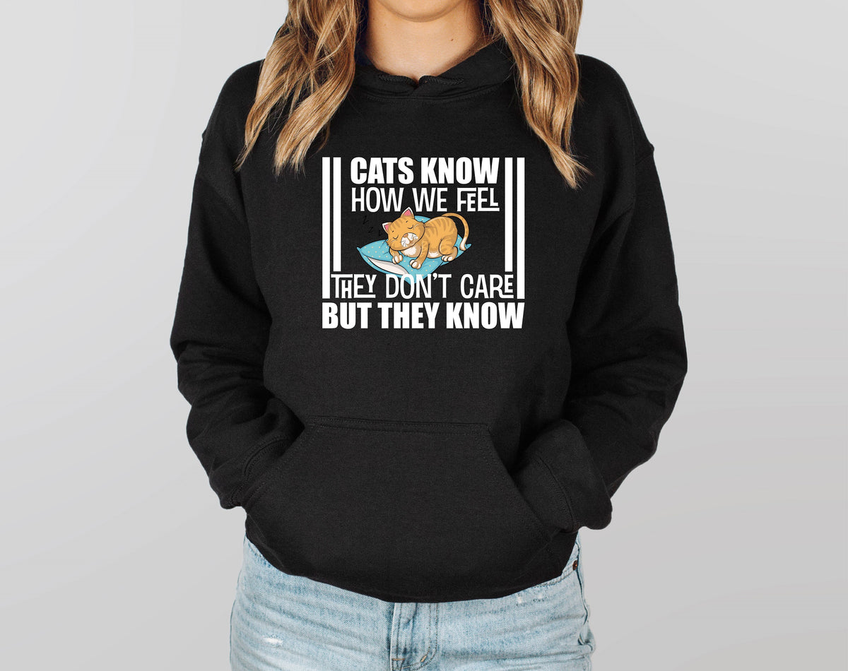 Cats Know How We Feel They Don't Care but They Know Shirt Sweatshirt