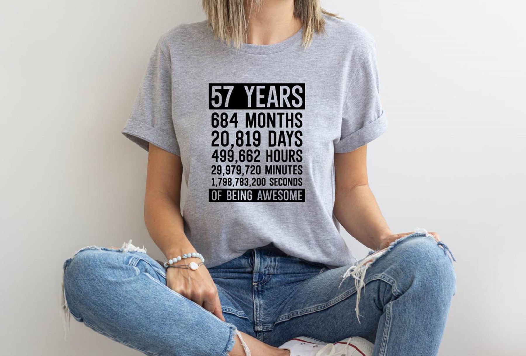 57 Years 684 Months Of Being Awesome T-shirt