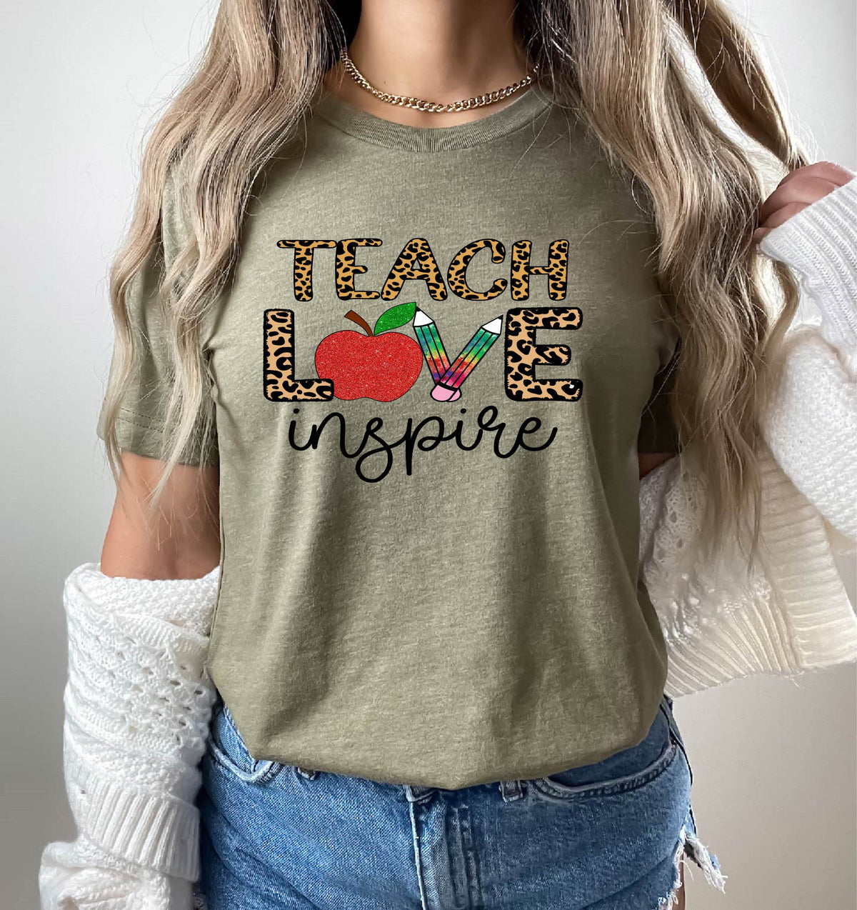 Leopard Teach Love Inspire Teacher Shirt