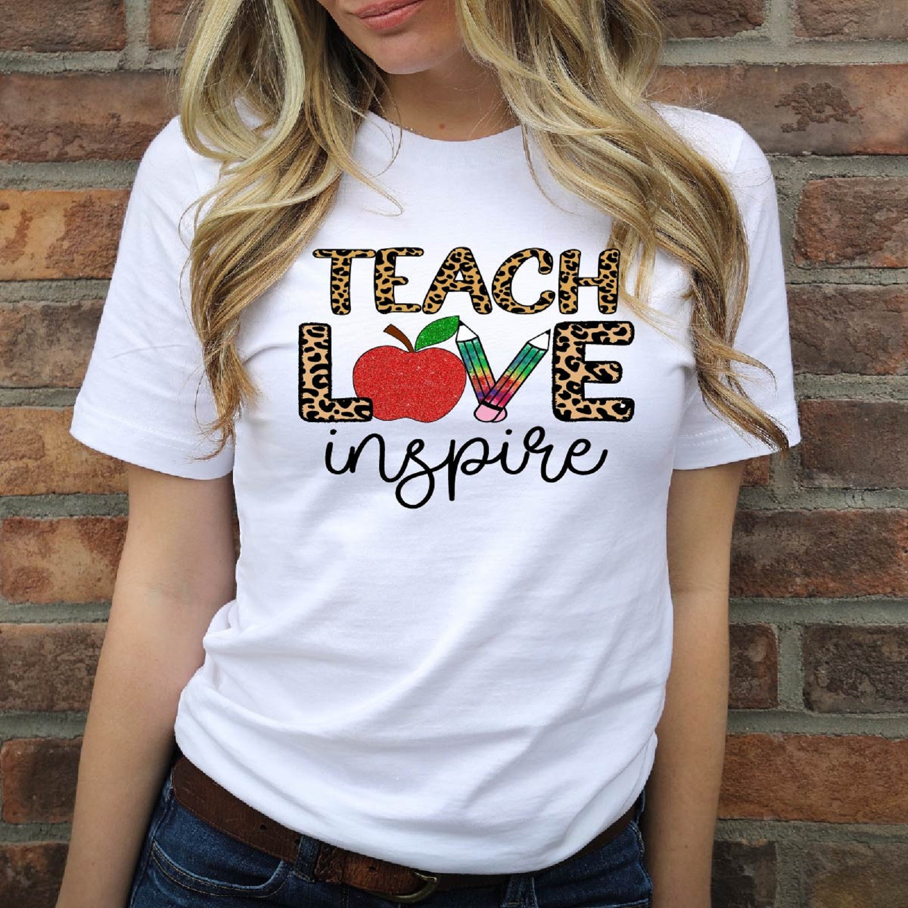 Leopard Teach Love Inspire Teacher Shirt