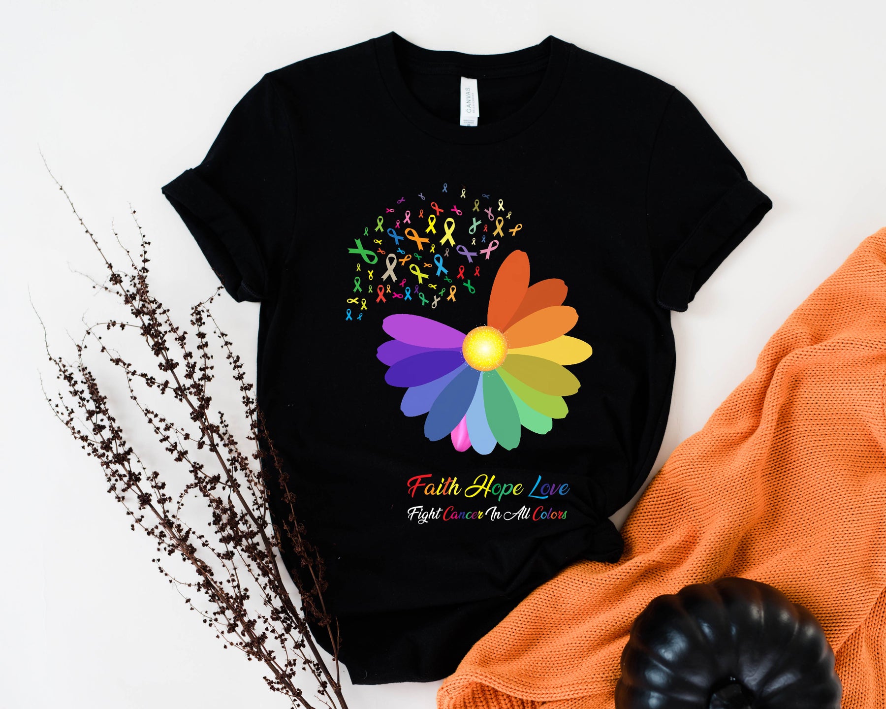 Faith Hope Love Fight Cancer In All Colors Shirt