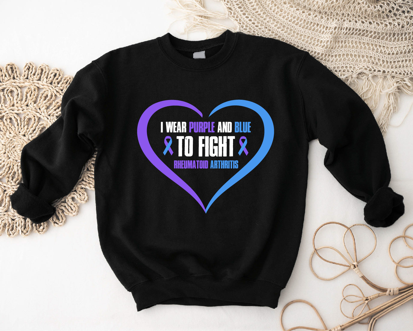 I WEAR PURPLE AND BLUE RHEUMATOID ARTHIRISTIS SWEATSHIRT/HOODIE