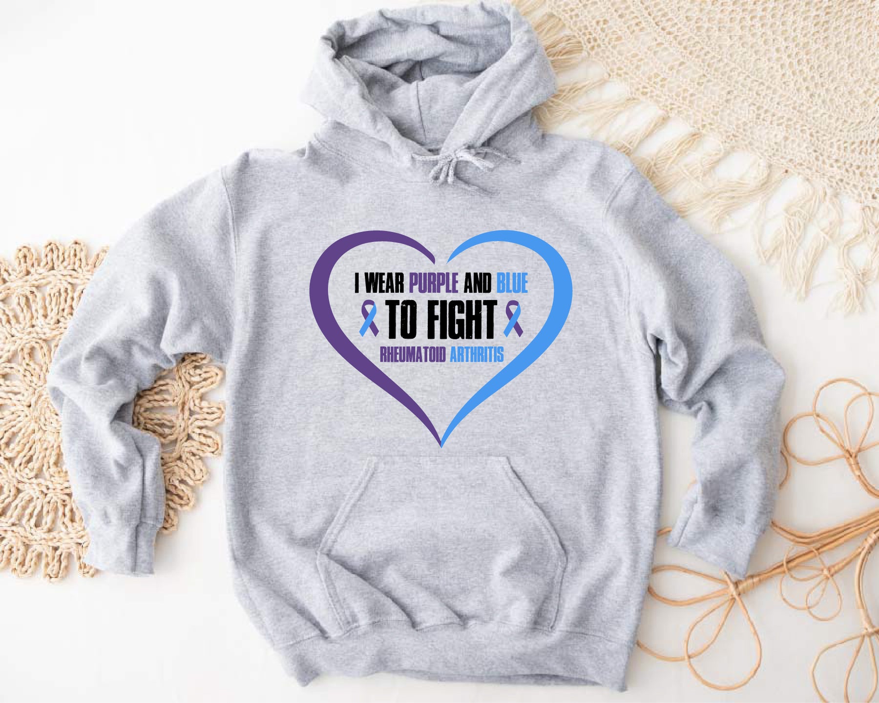 I WEAR PURPLE AND BLUE RHEUMATOID ARTHIRISTIS SWEATSHIRT/HOODIE